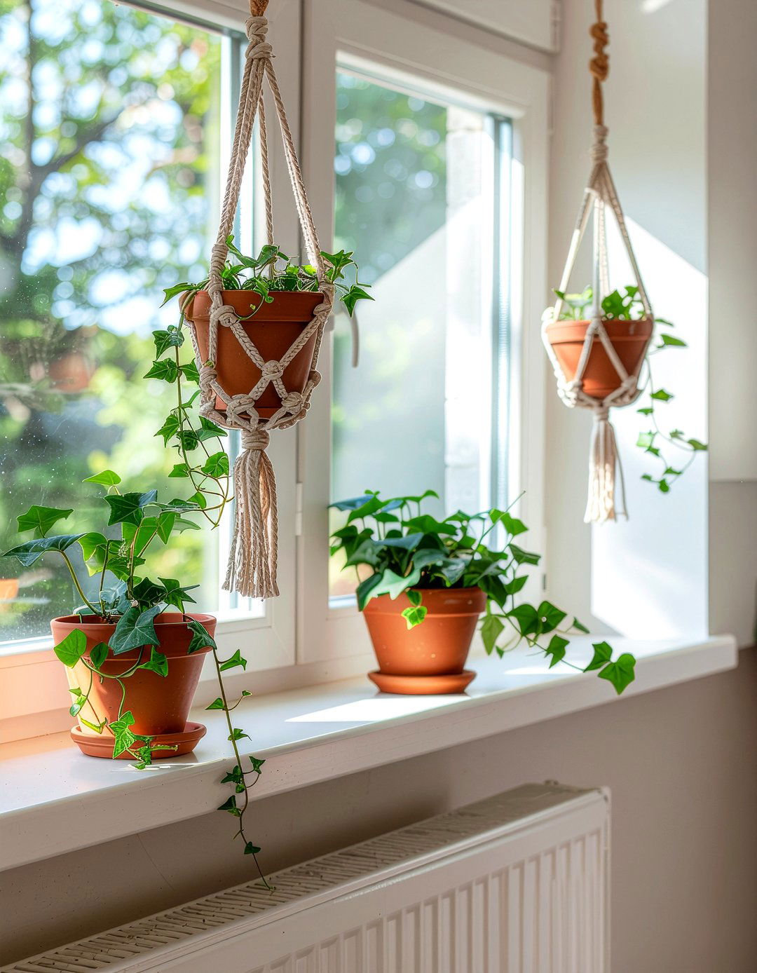 Macrame plant hanger kitchen - 30 kitchen window decor ideas