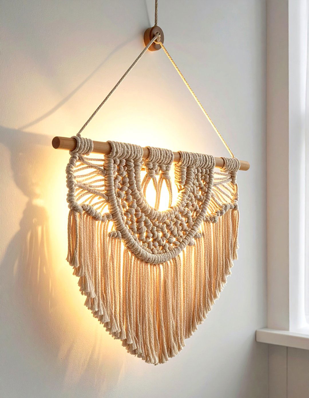Macrame sconce wall light - 30 macrame living room ideas