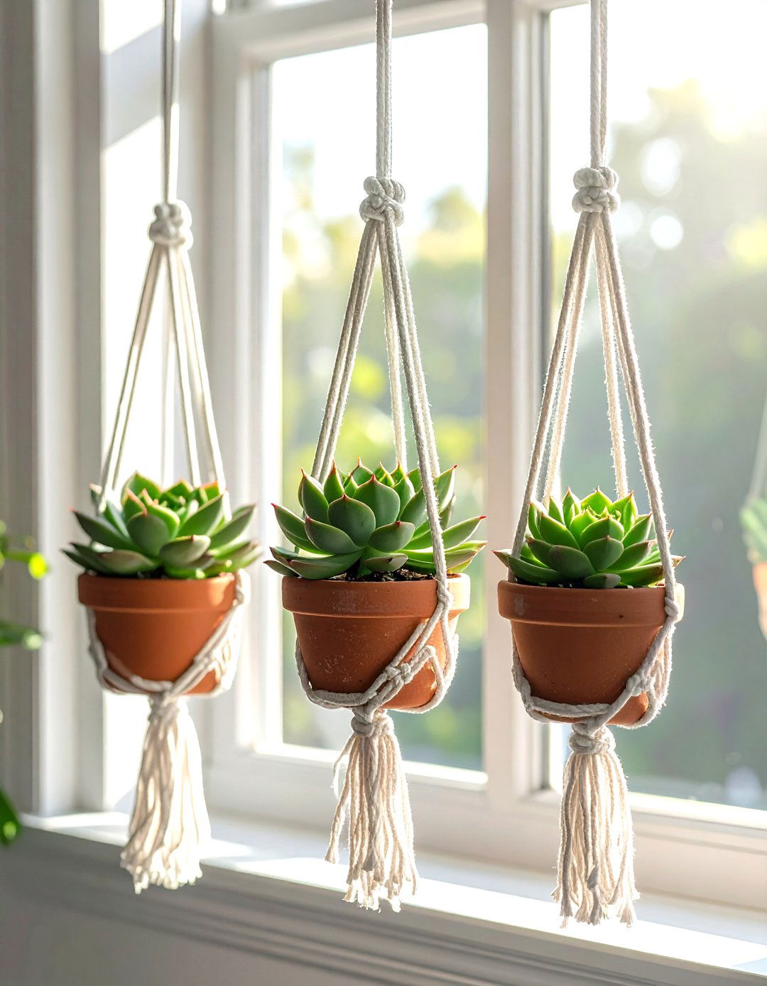 Macrame succulent hanger - 30 dining room succulent ideas