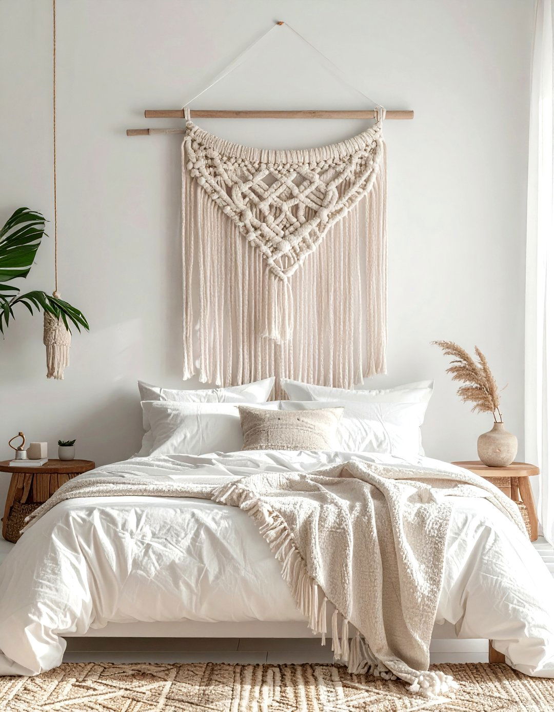 Macrame wall hanging - 30 no drill bedroom ideas