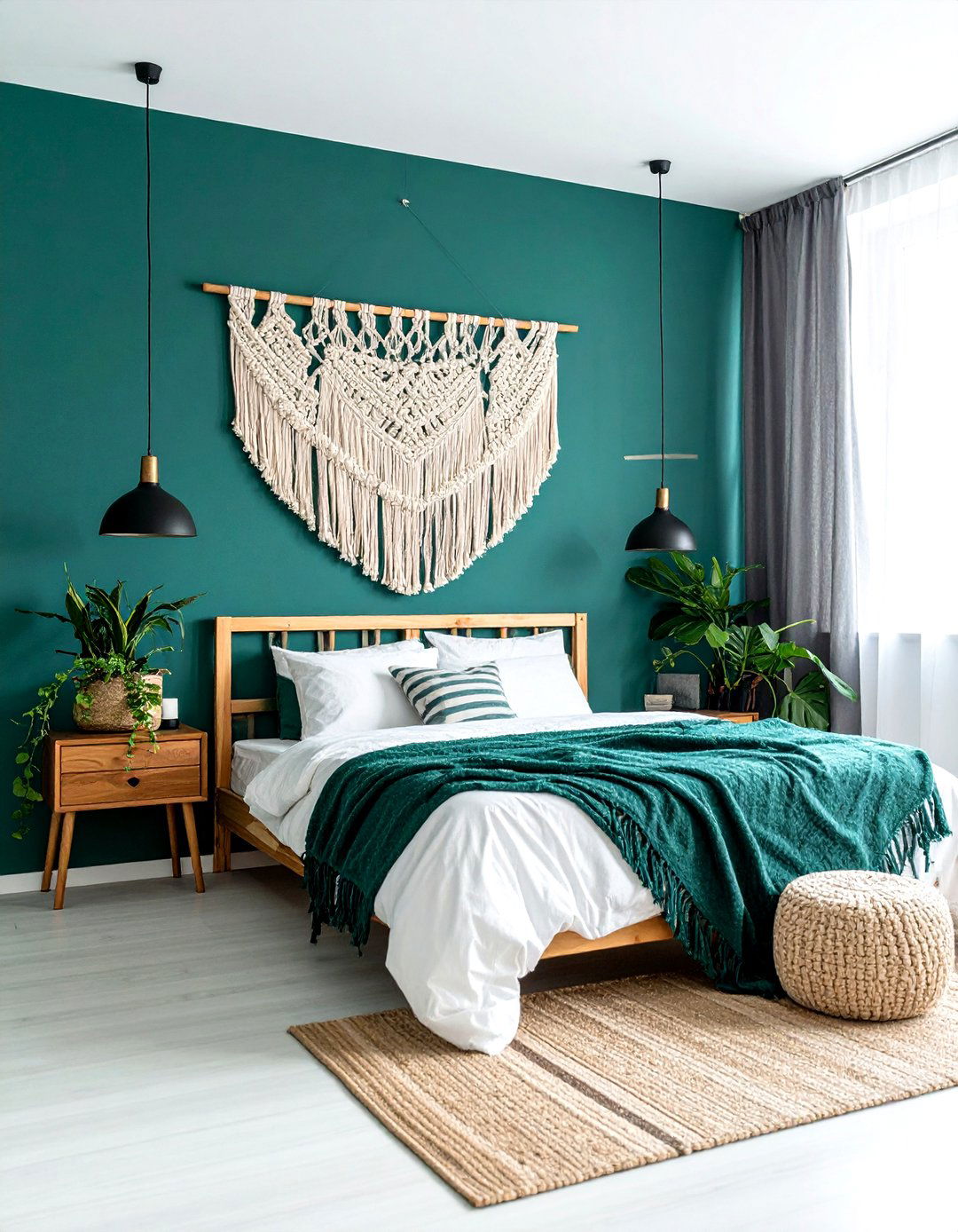 Macrame wall hanging bedroom - 30 bohemian teal bedroom ideas