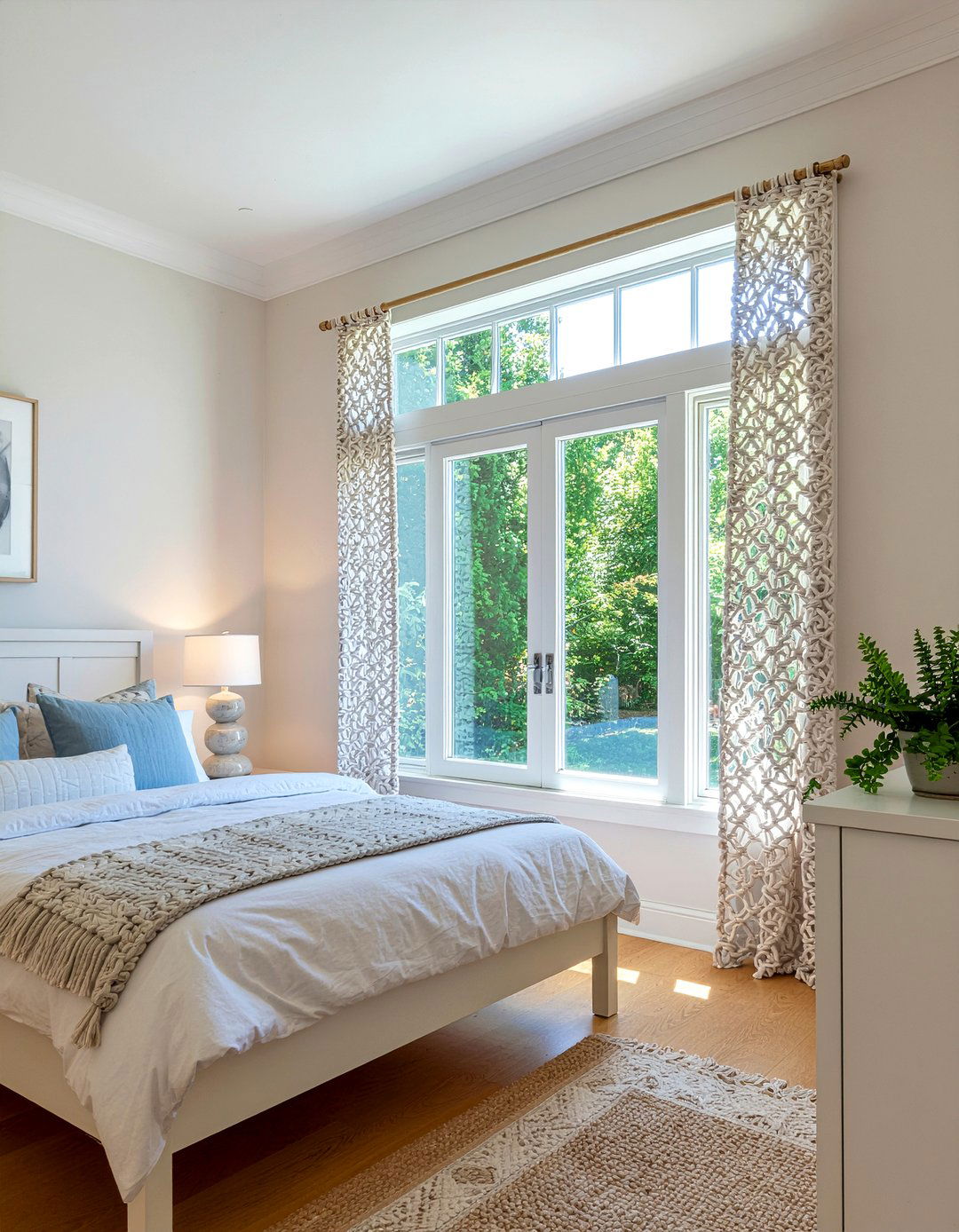 Macrame window curtain - 30 macrame bedroom ideas