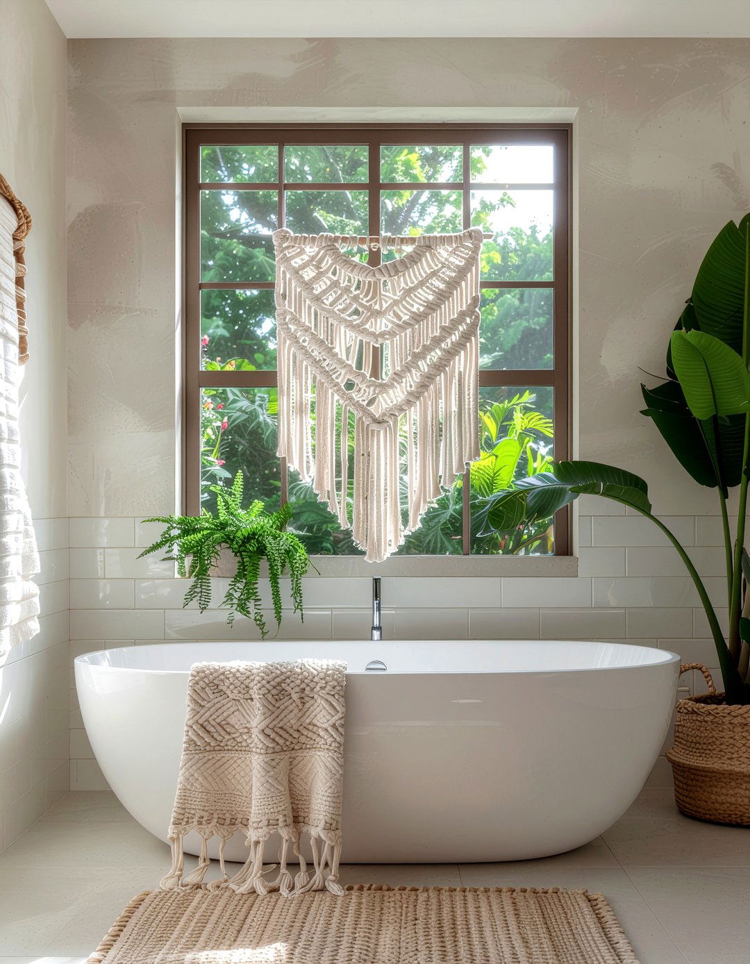Macrame window hanging bathroom - 30 bathroom privacy window ideas