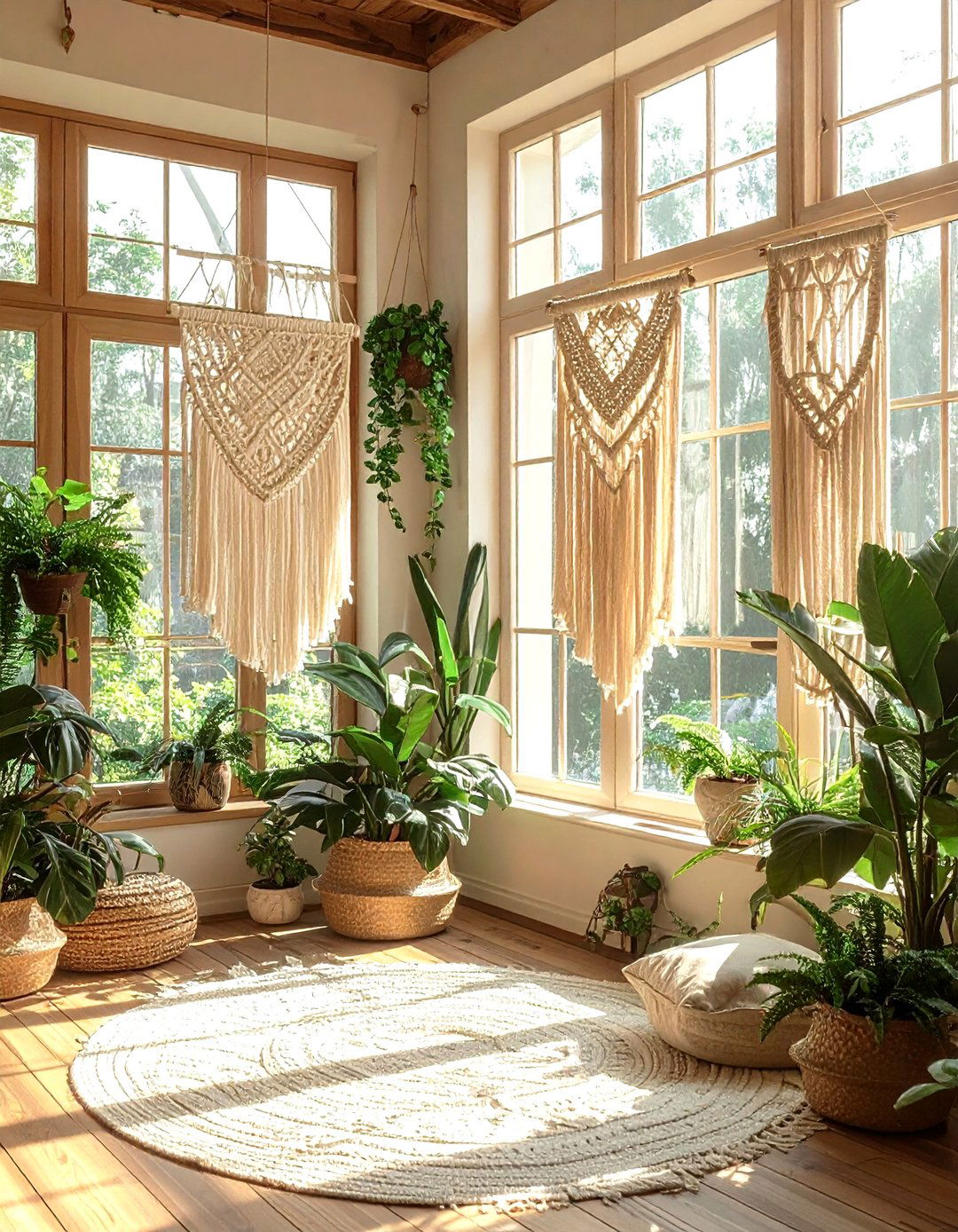 Macrame window hangings - 30 living room window treatments