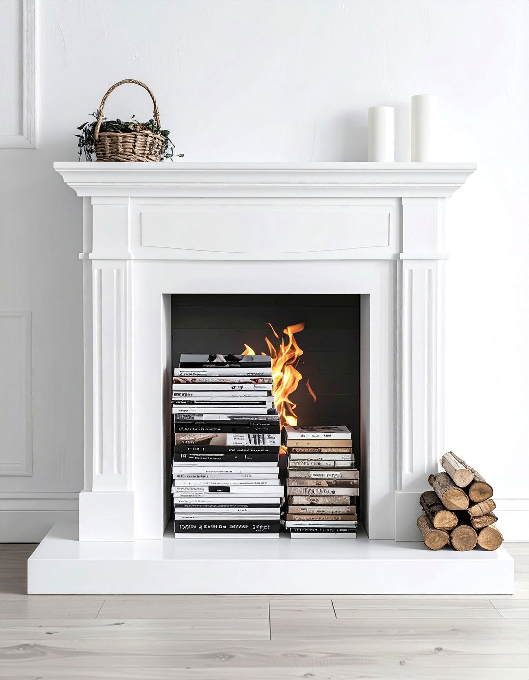 Magazine fireplace hearth display - 30 magazine decor ideas