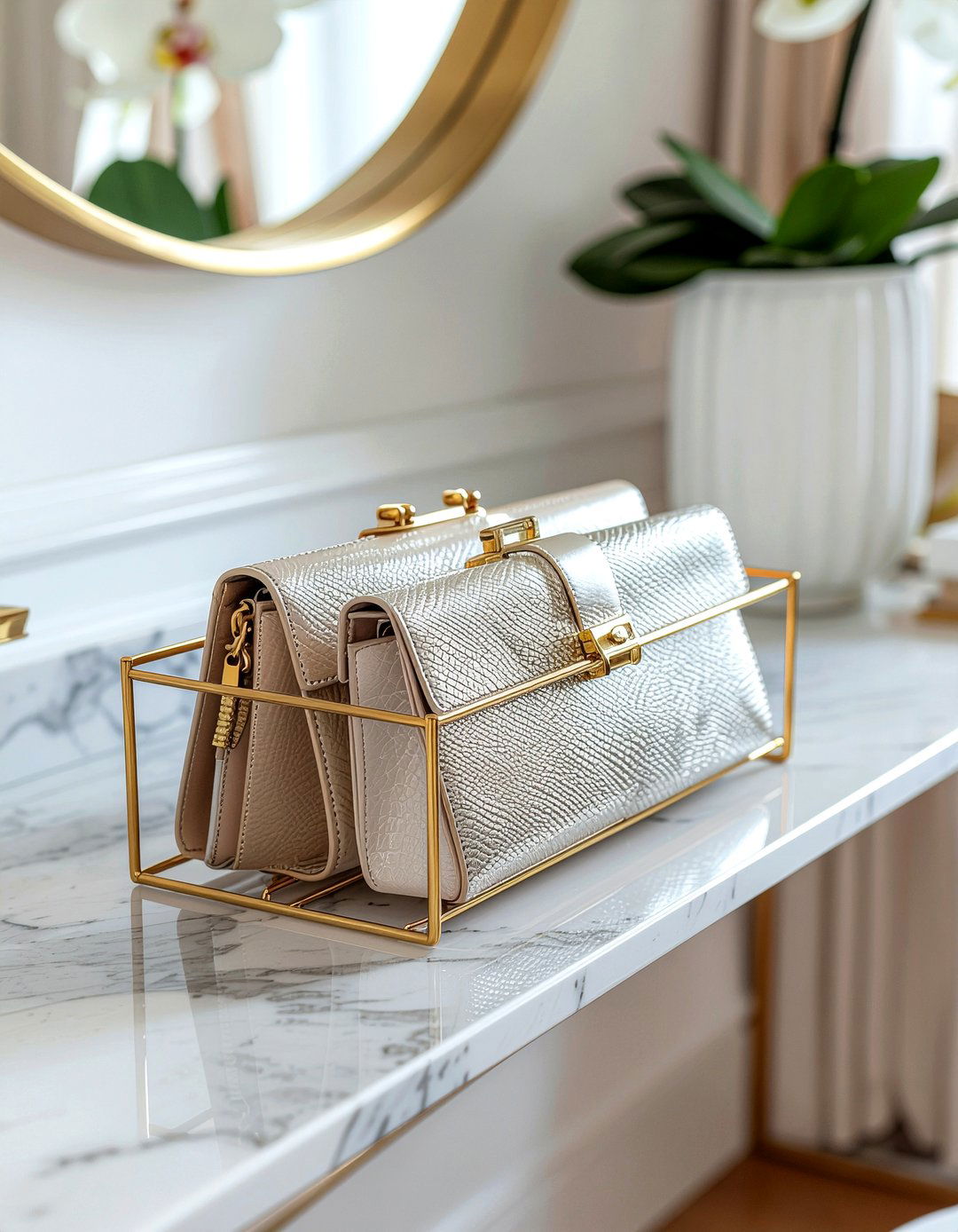 Magazine rack for clutches - 30 bedroom bag storage ideas