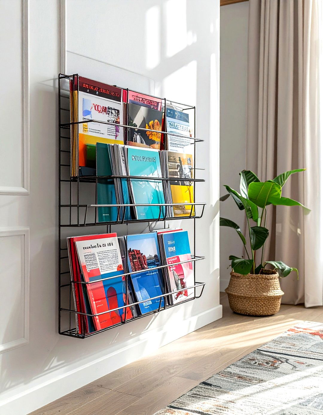 Magazine wall rack - 30 command strip decor ideas