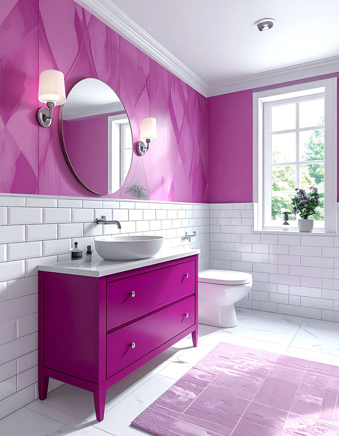 Magenta and white bathroom - 30 pink bathroom color schemes