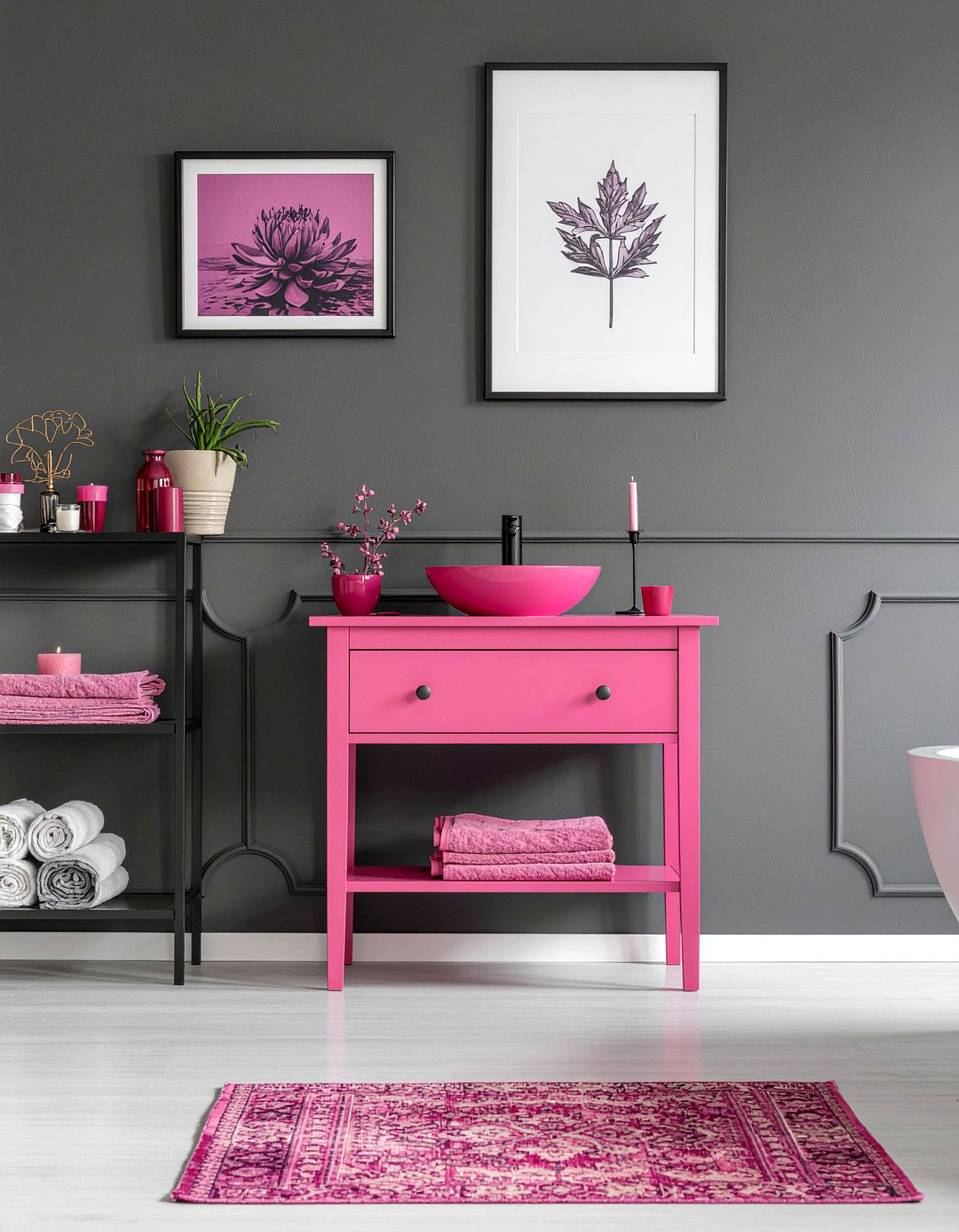 Magenta bathroom accents - 30 purple bathroom ideas