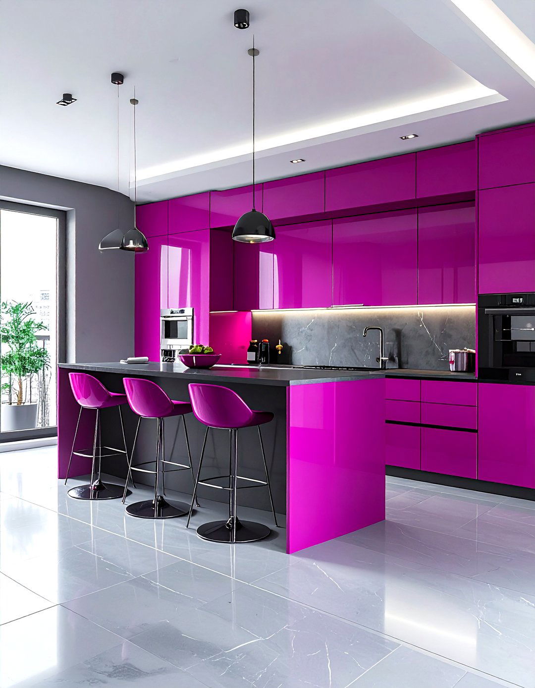 Magenta kitchen accents - 30 purple kitchen color schemes