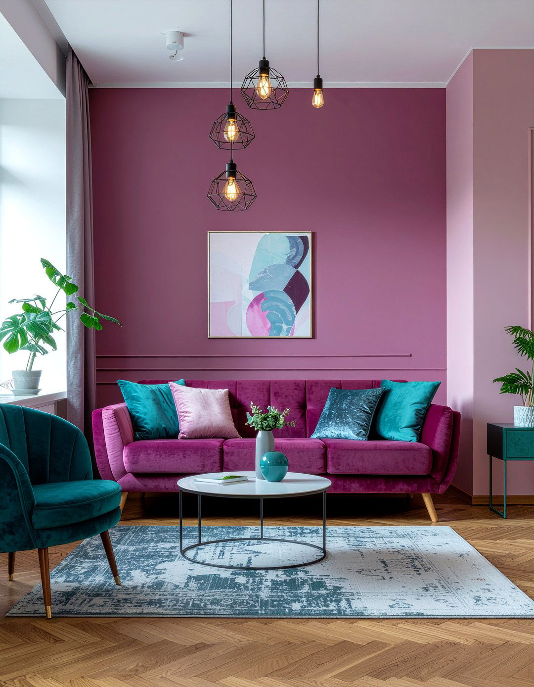 Magenta living room - 30 living room pink walls