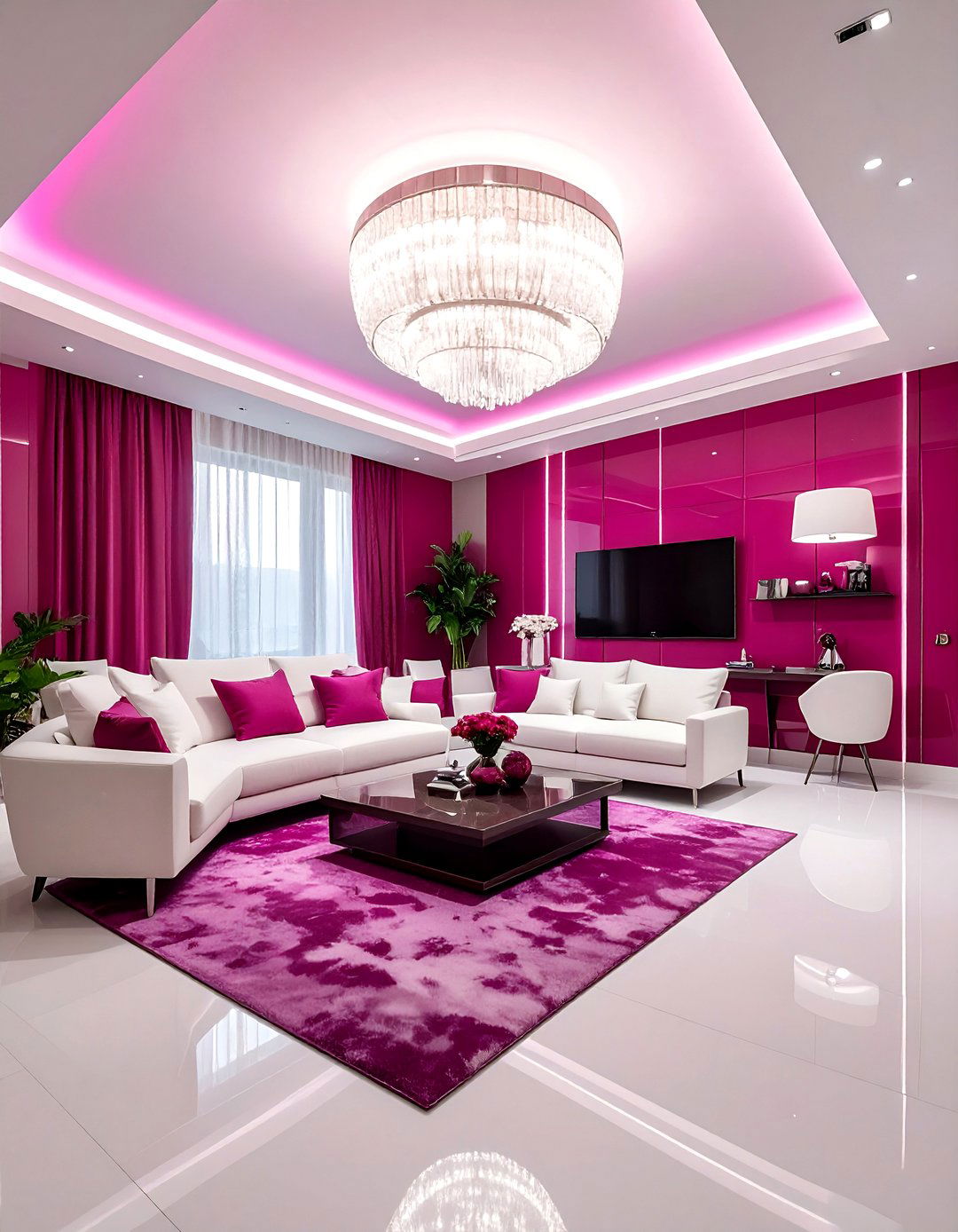 Magenta living room - 30 purple living room ideas