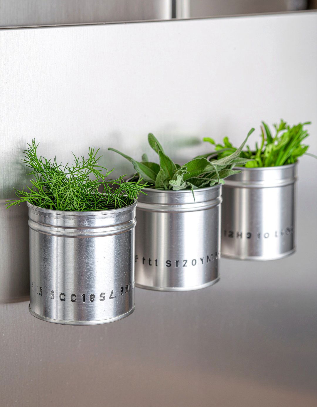 Magnetic Herb Tins - 30 kitchen herb garden ideas