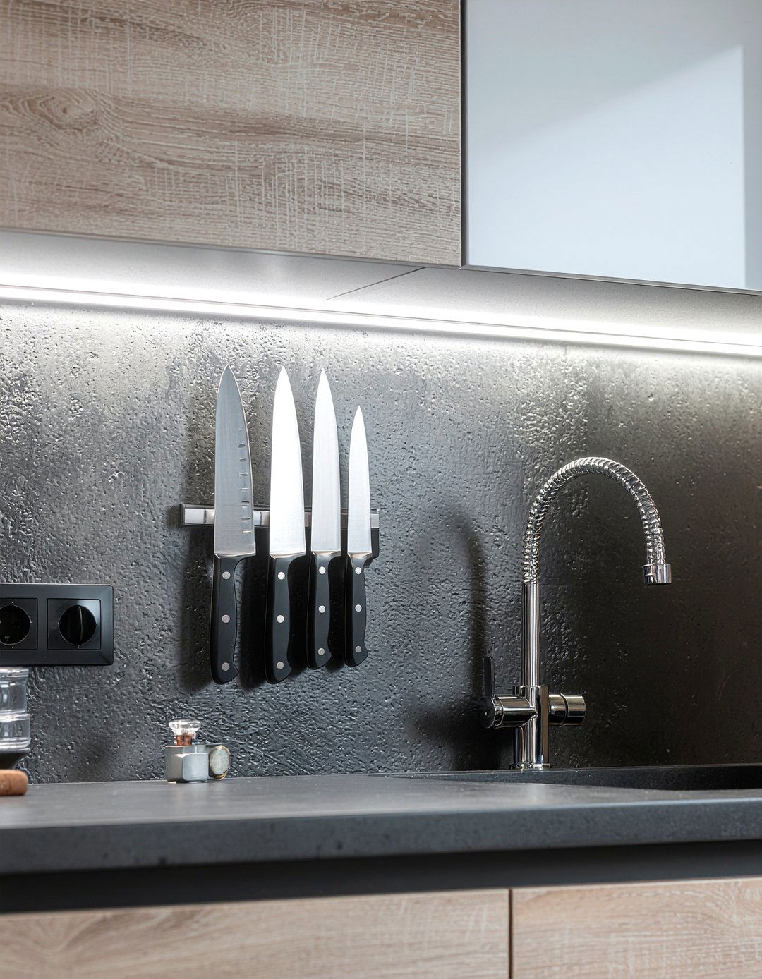 Magnetic Knife Holder - 30 low cost kitchen makeover ideas