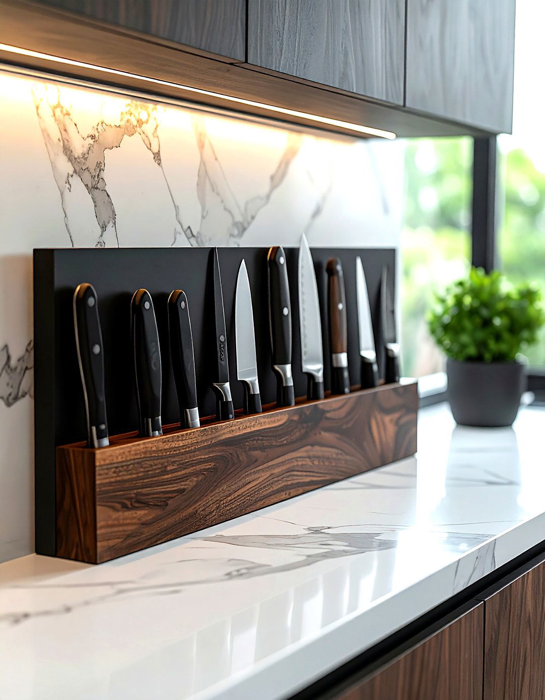 Magnetic Knife Strip - 30 kitchen vertical storage ideas