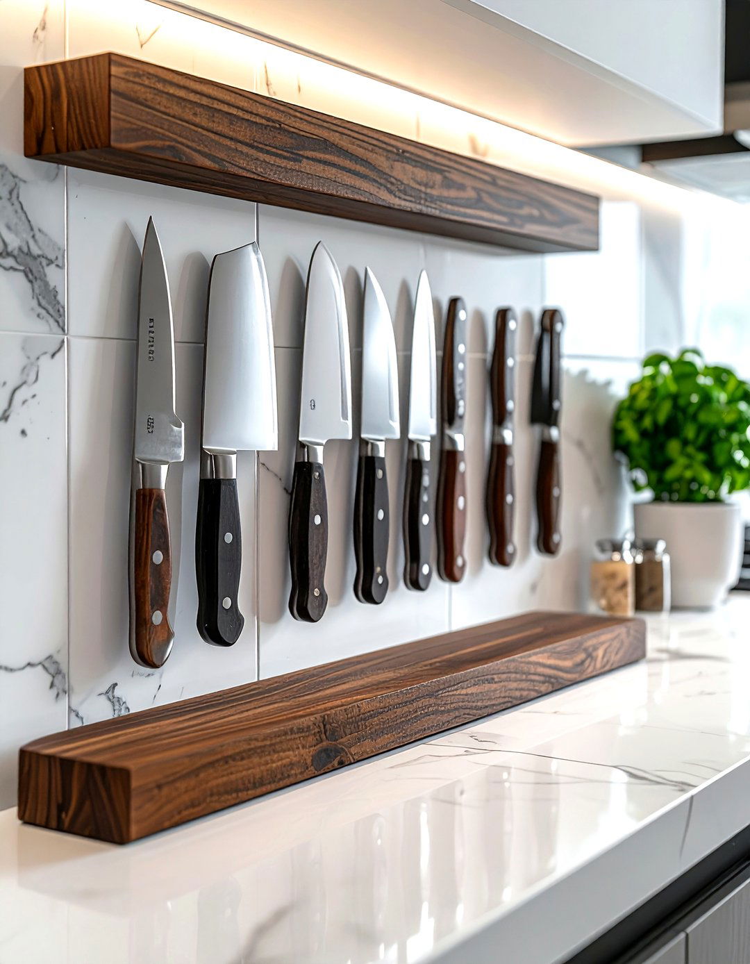 Magnetic Knife Strip - 30 kitchen wall decor ideas