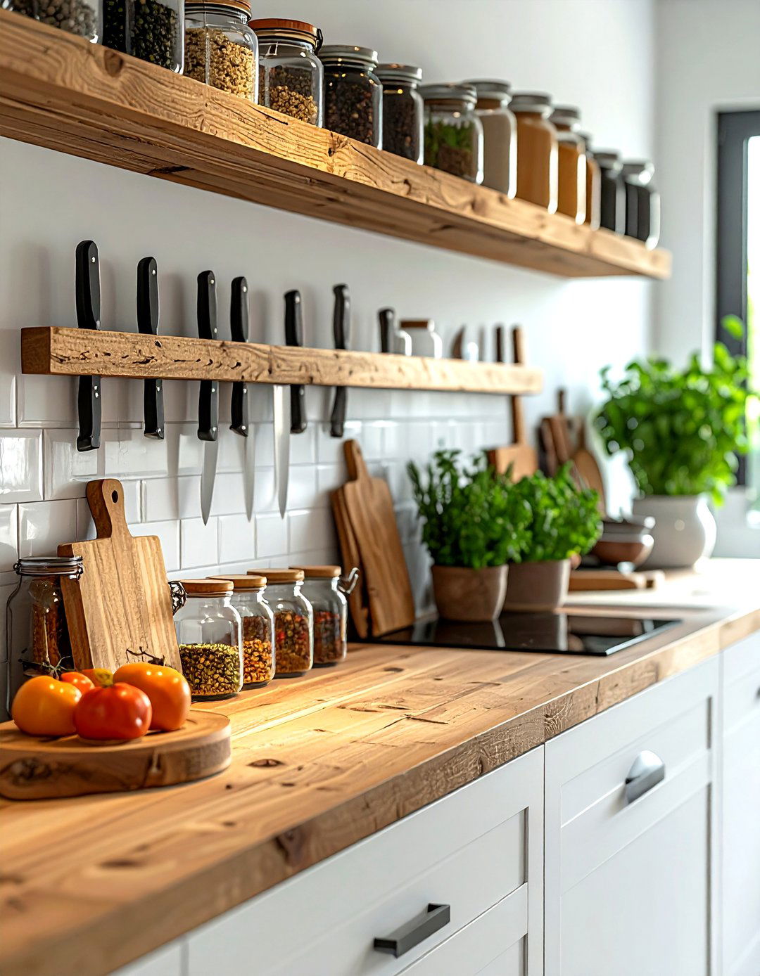 Magnetic Knife Strip As Part Of Open Shelving - 30 magnetic knife strip kitchen ideas