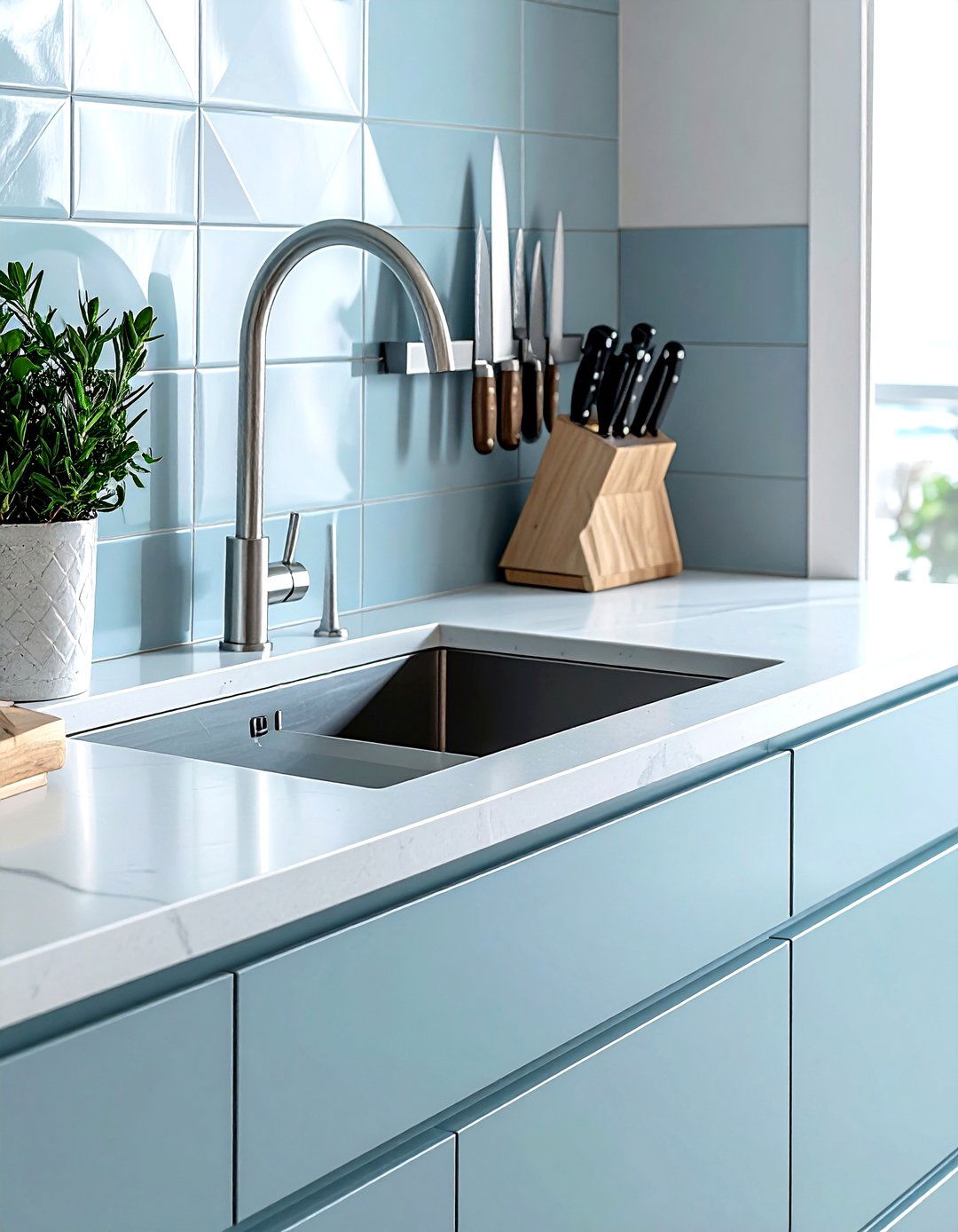 Magnetic Knife Strip Near Prep Sink Area - 30 magnetic knife strip kitchen ideas