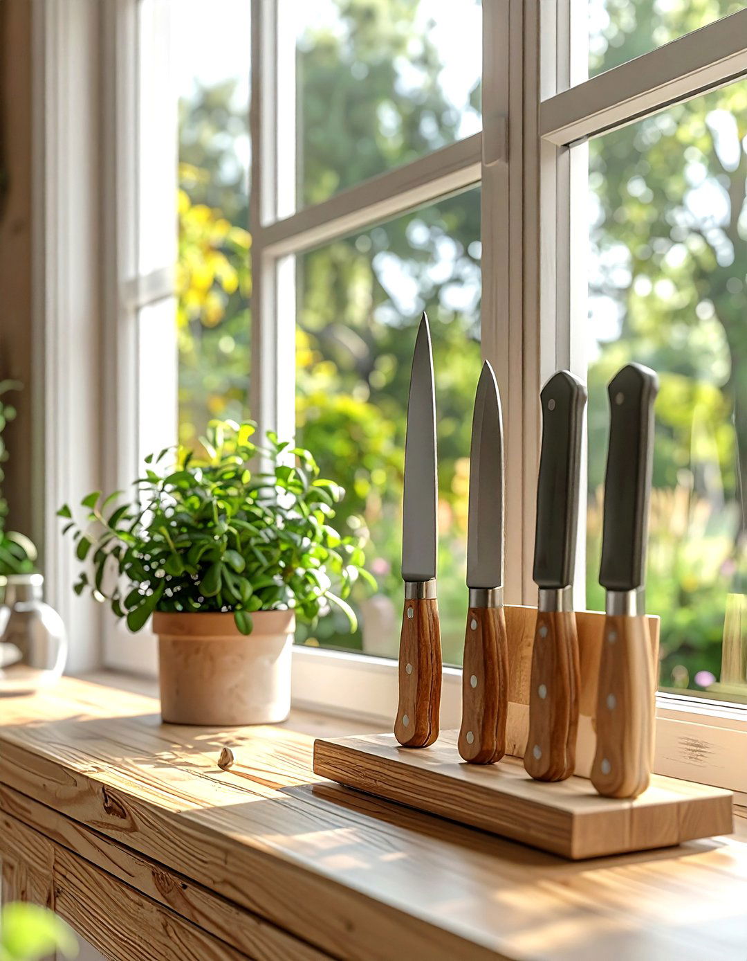 Magnetic Knife Strip On Window Frame - 30 magnetic knife strip kitchen ideas