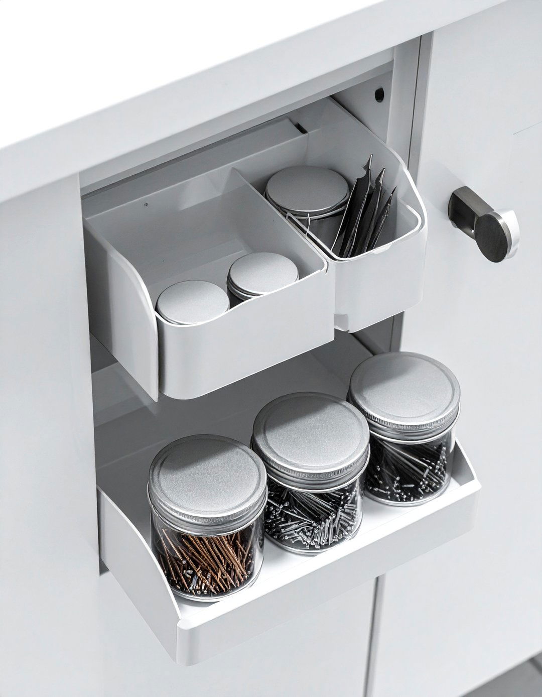 Magnetic Organizer Tins - 30 under sink bathroom storage ideas