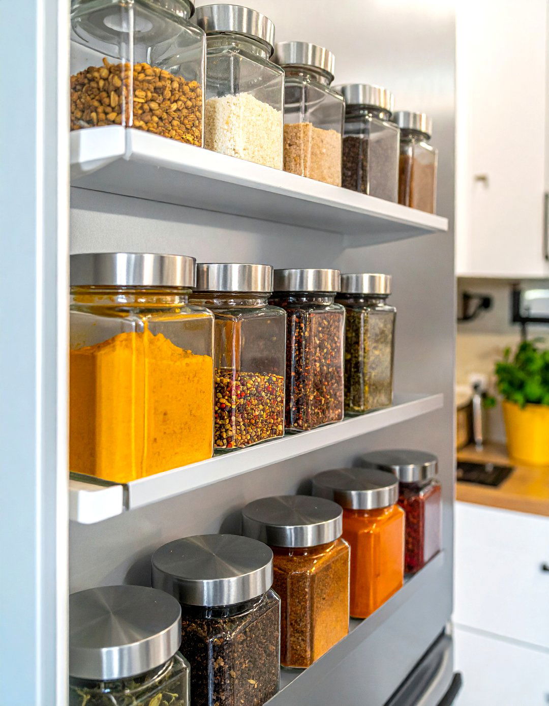Magnetic Spice Jars - 30 tiny kitchen ideas