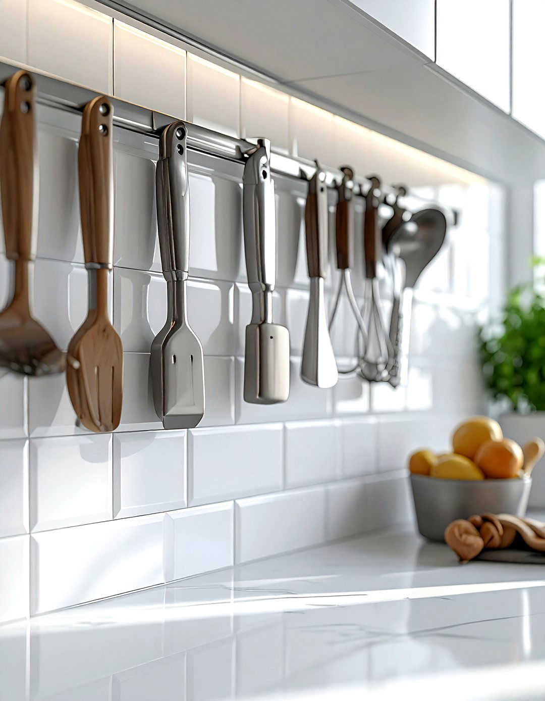 Magnetic Strip Pastry Tool Storage - 30 kitchen baking center ideas