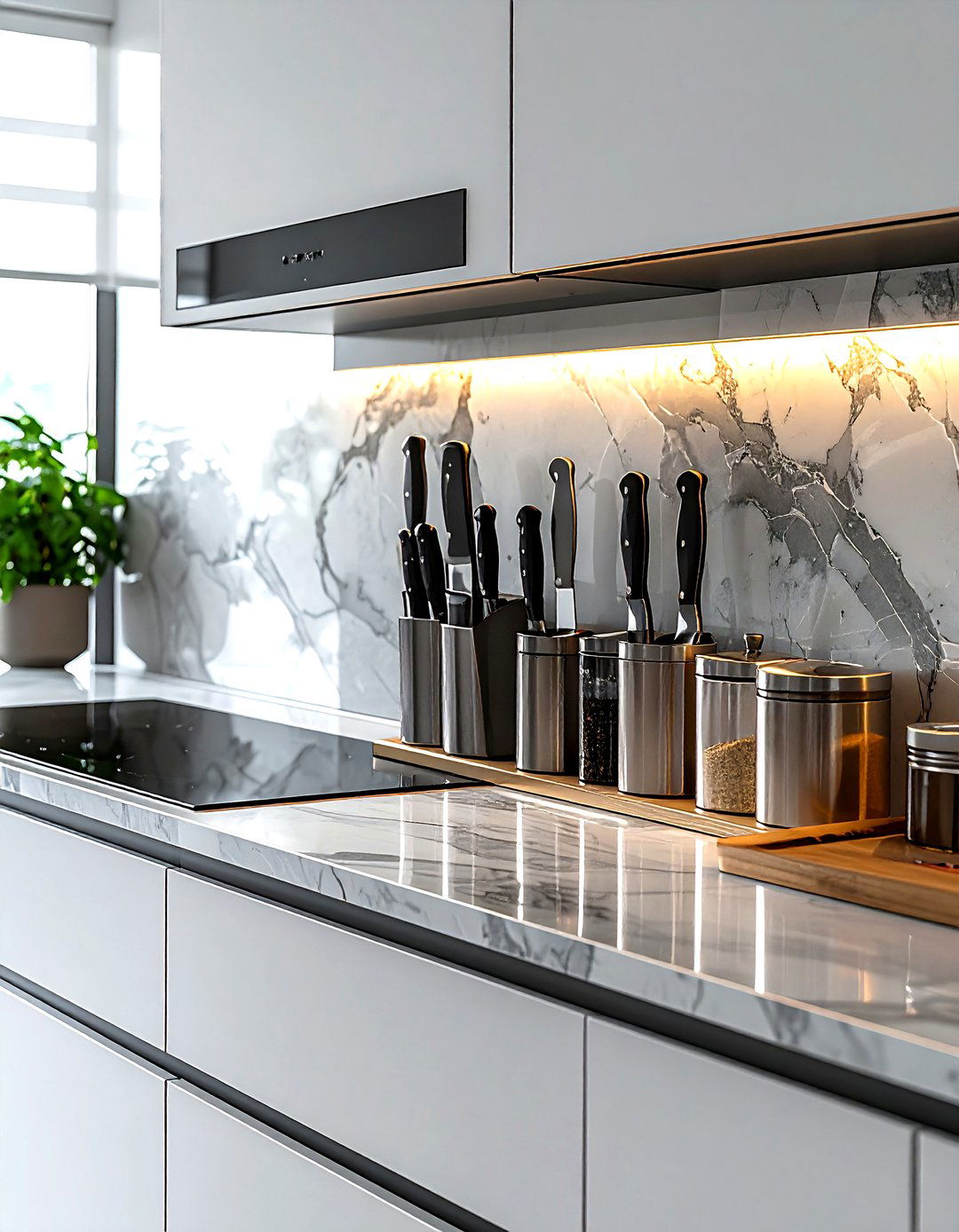 Magnetic backsplash storage - 30 kitchen hidden storage ideas