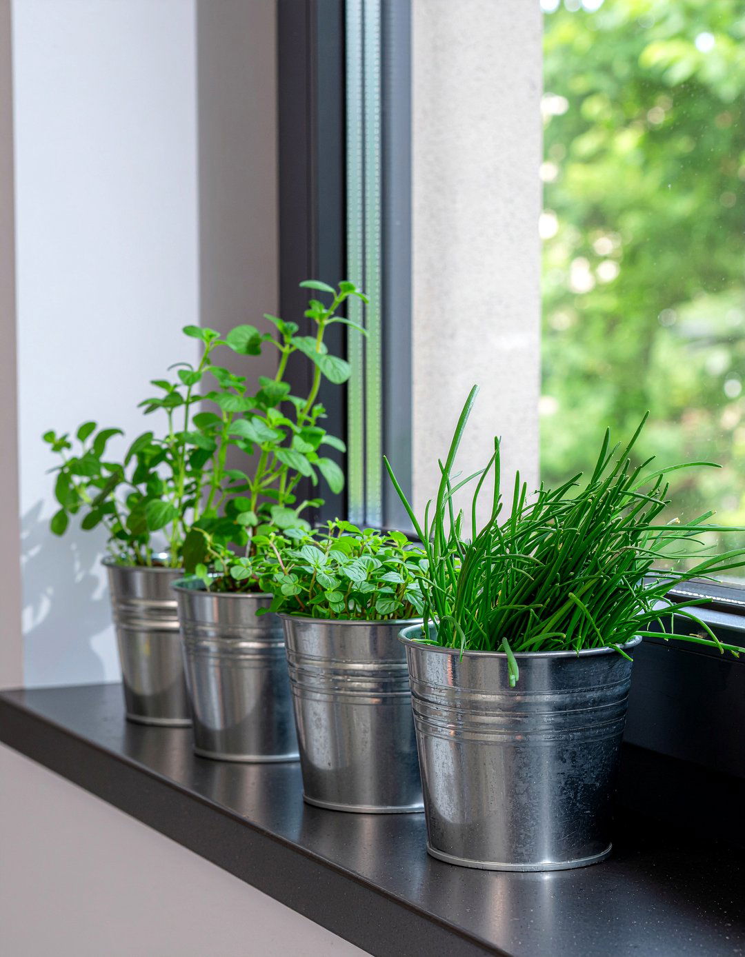 Magnetic herb pots for window frame - 30 kitchen window herb garden ideas