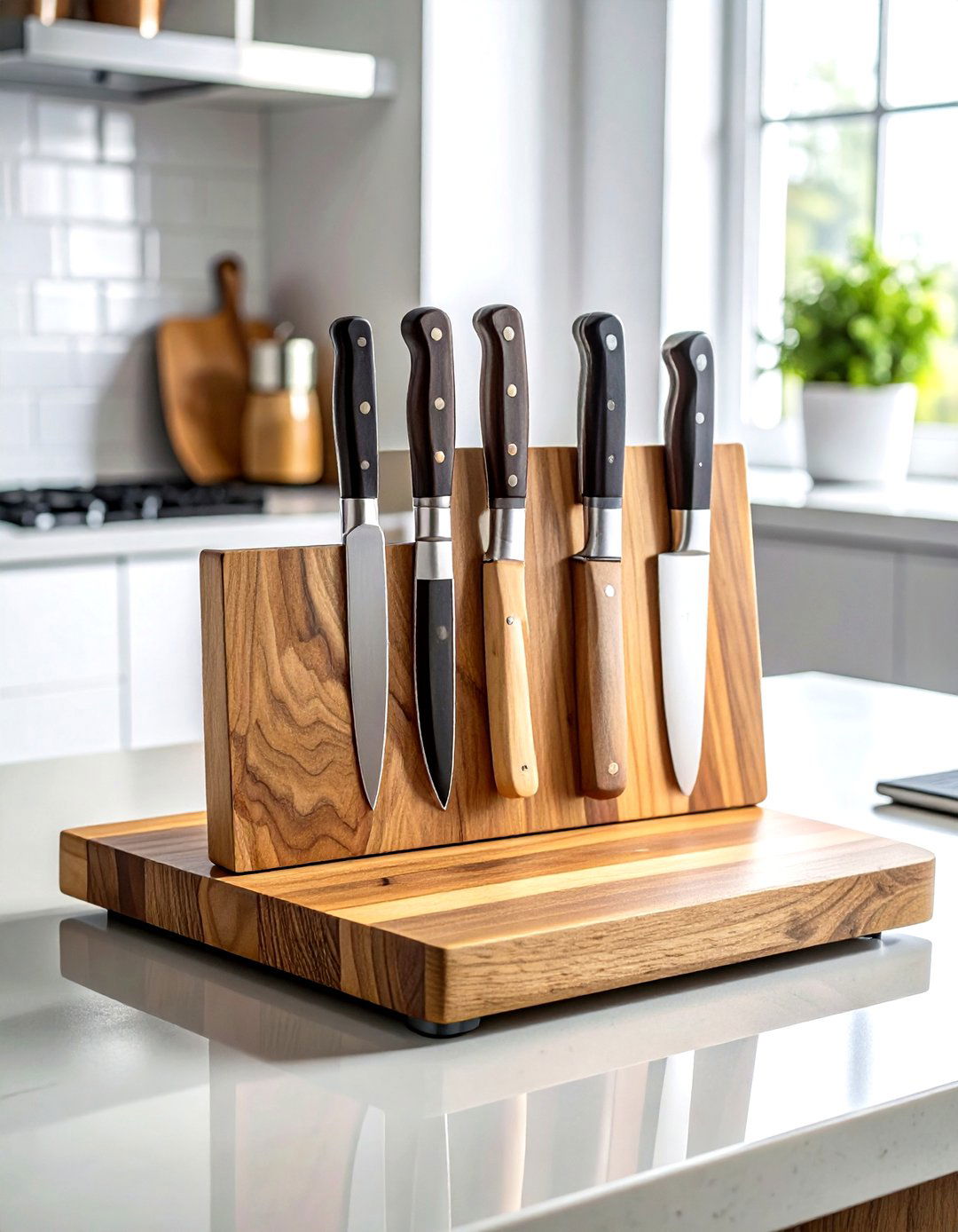 Magnetic knife board - 30 knife block kitchen ideas