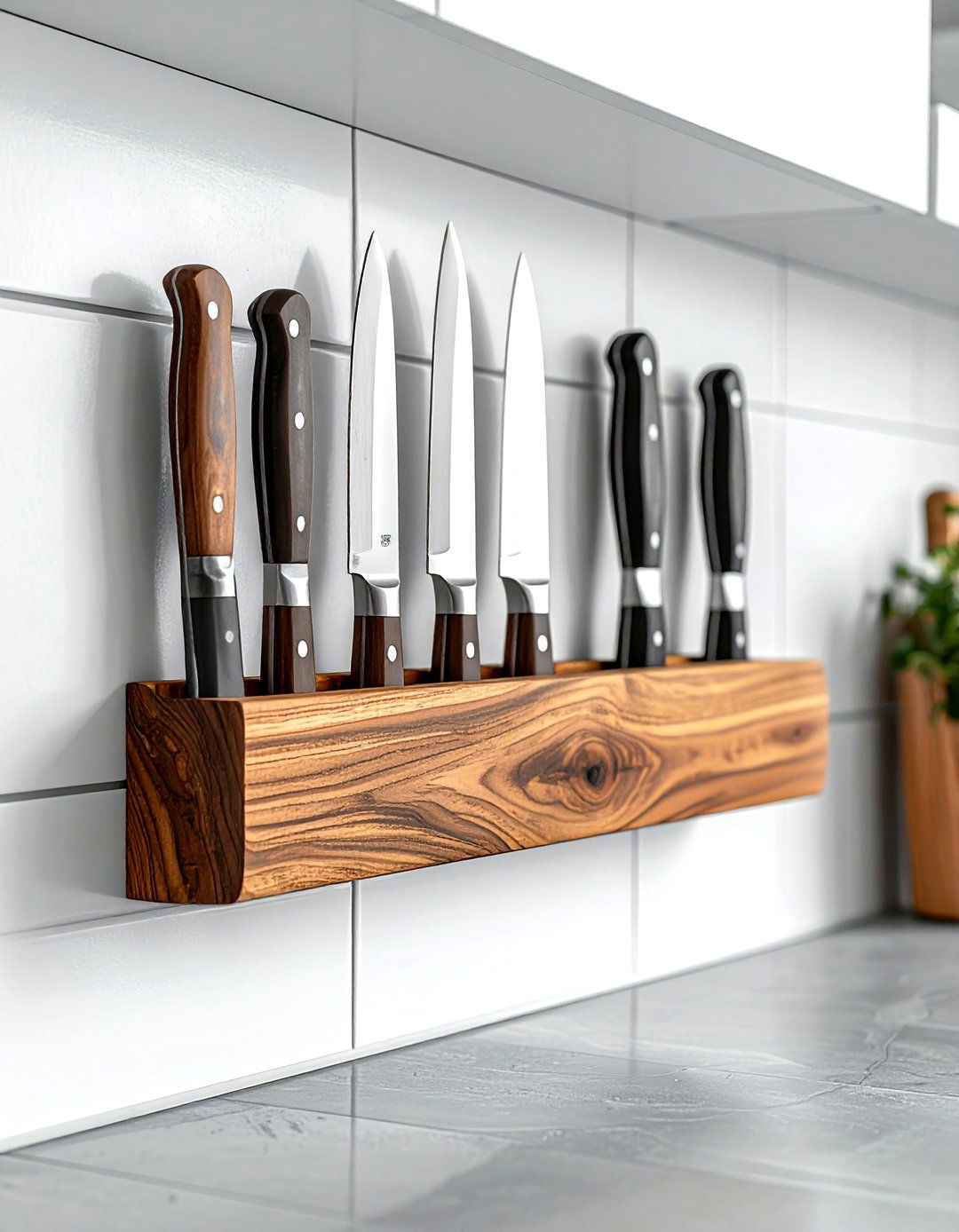 Magnetic knife holder - 30 DIY kitchen ideas
