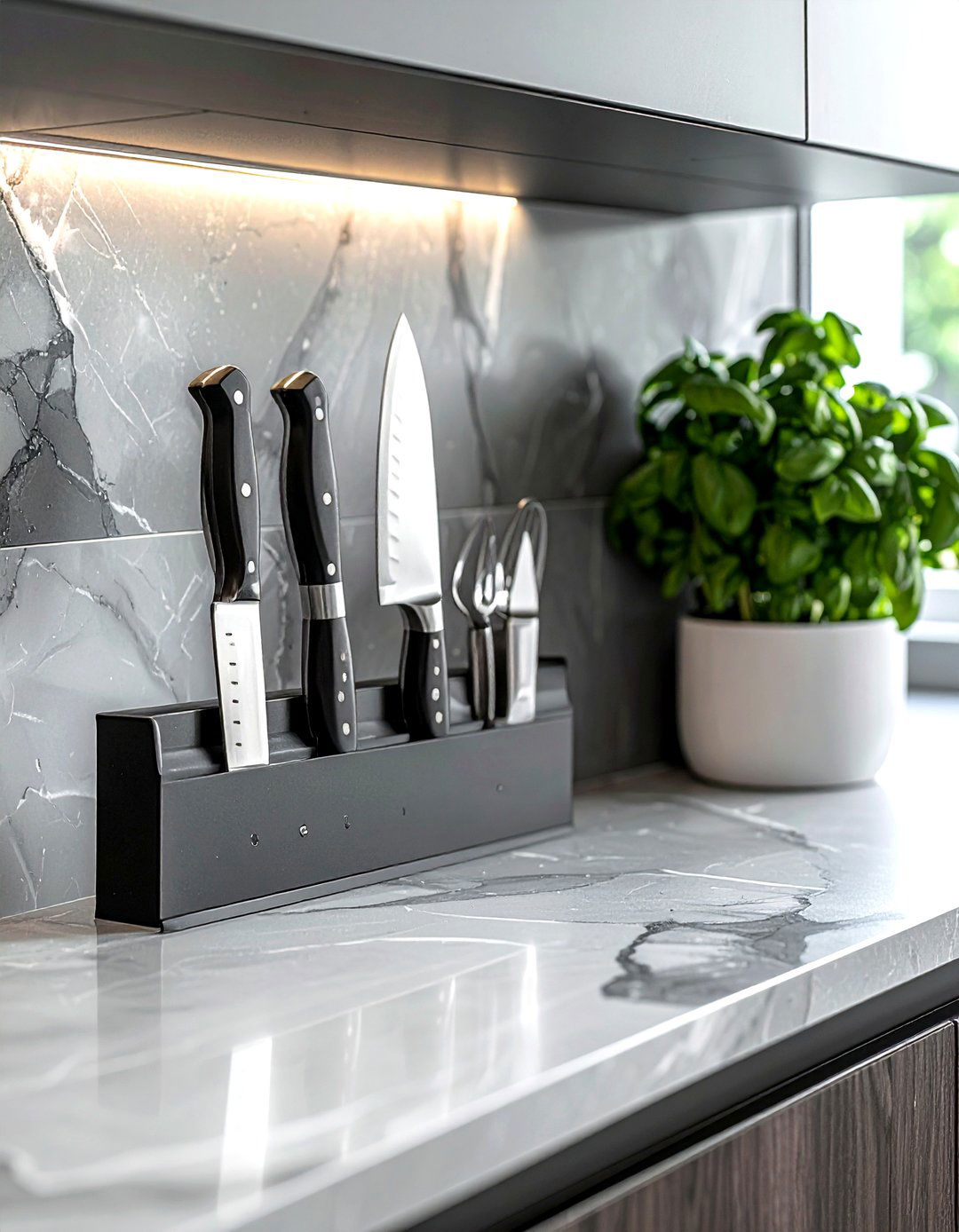 Magnetic knife strip - 30 kitchen clever storage ideas