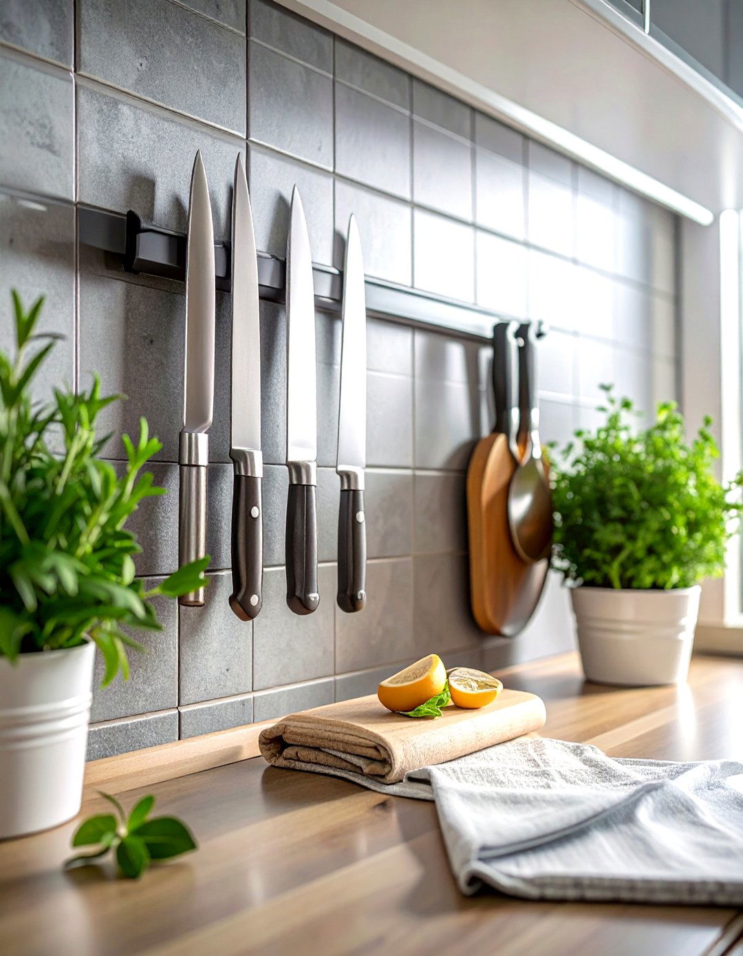 Magnetic knife strip - 30 kitchen on a budget ideas
