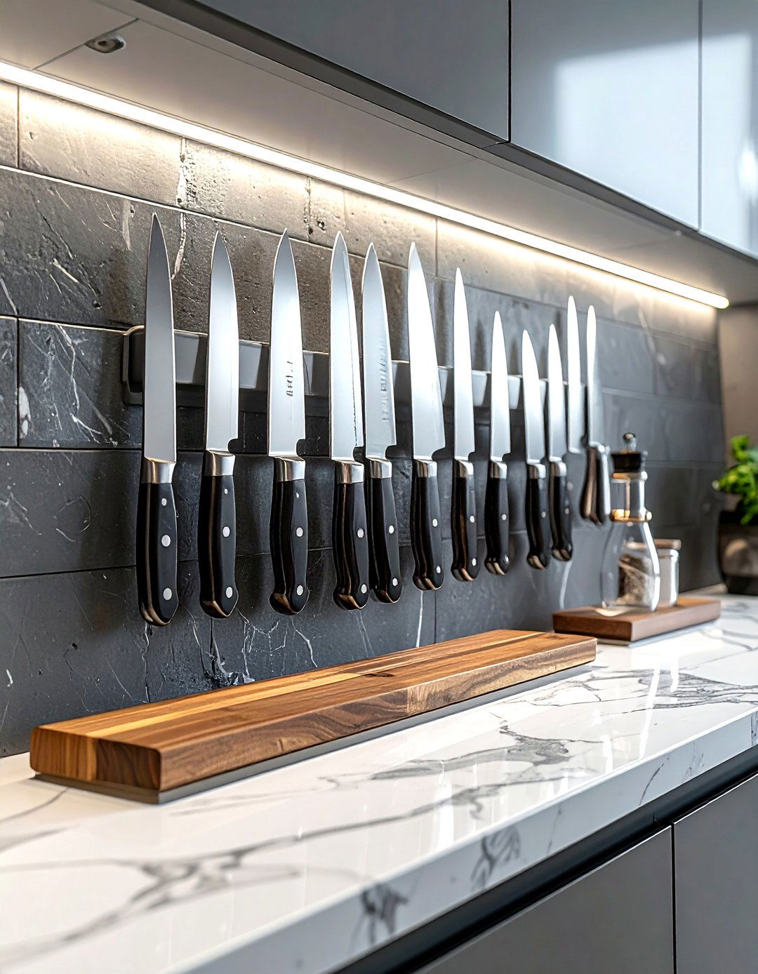 Magnetic knife strip - 30 kitchen space saving ideas