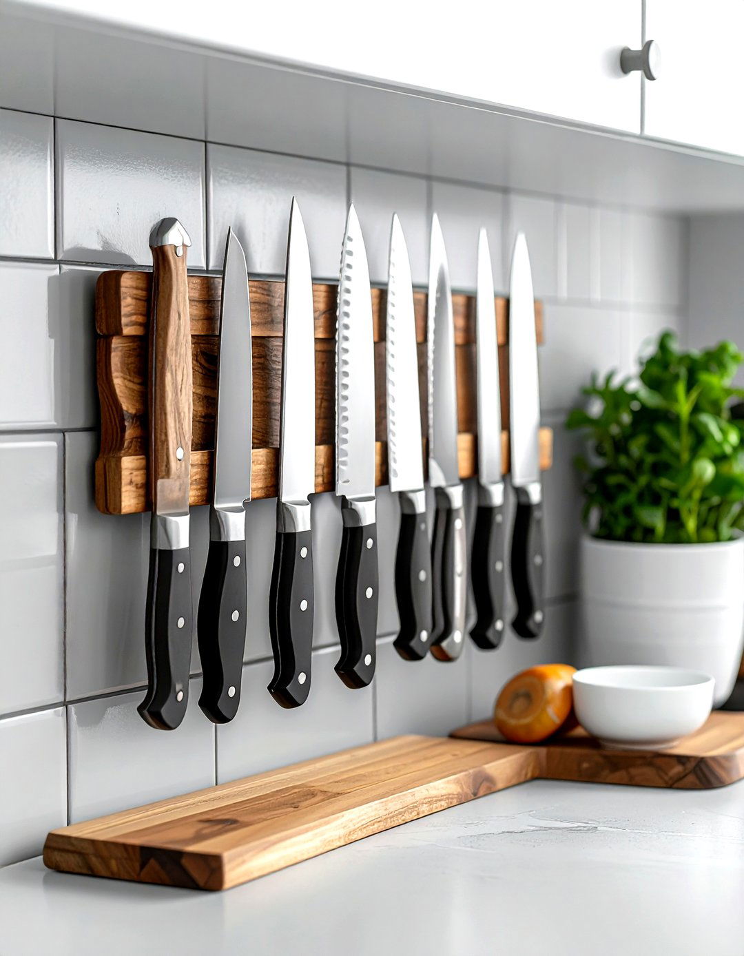 Magnetic knife strip for wall - 30 knife block kitchen ideas
