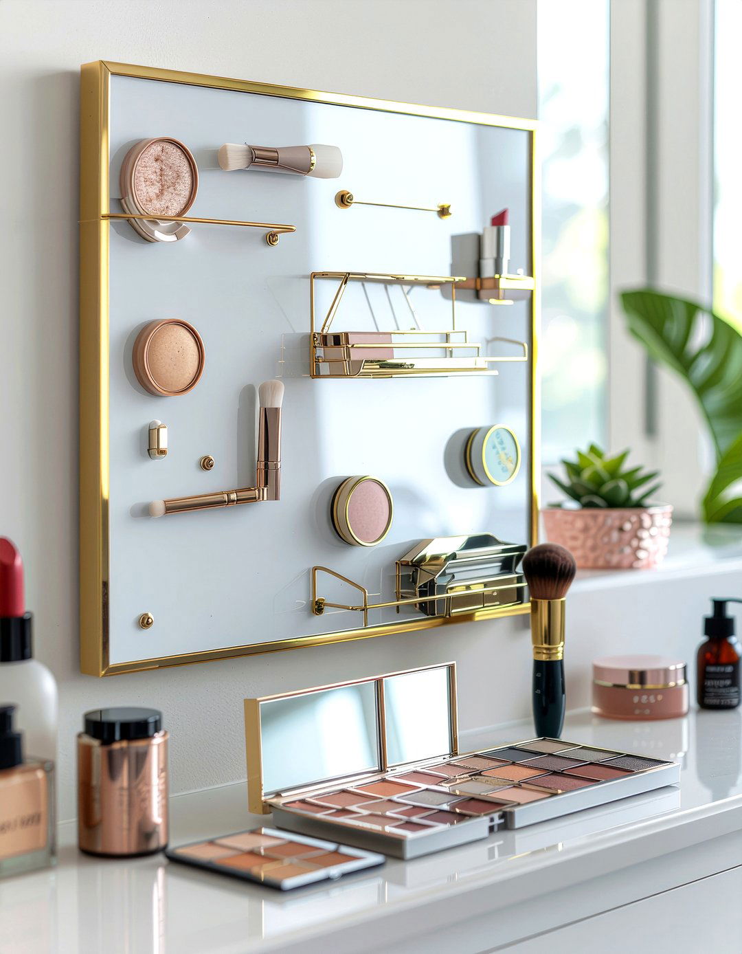 Magnetic makeup board - 30 bathroom organization ideas