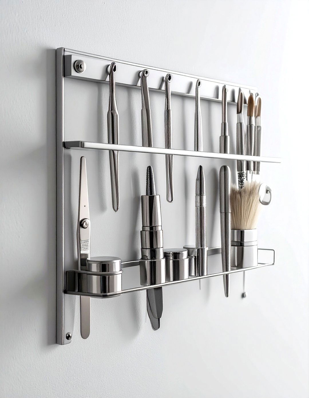 Magnetic makeup strip - 30 bathroom storage hacks