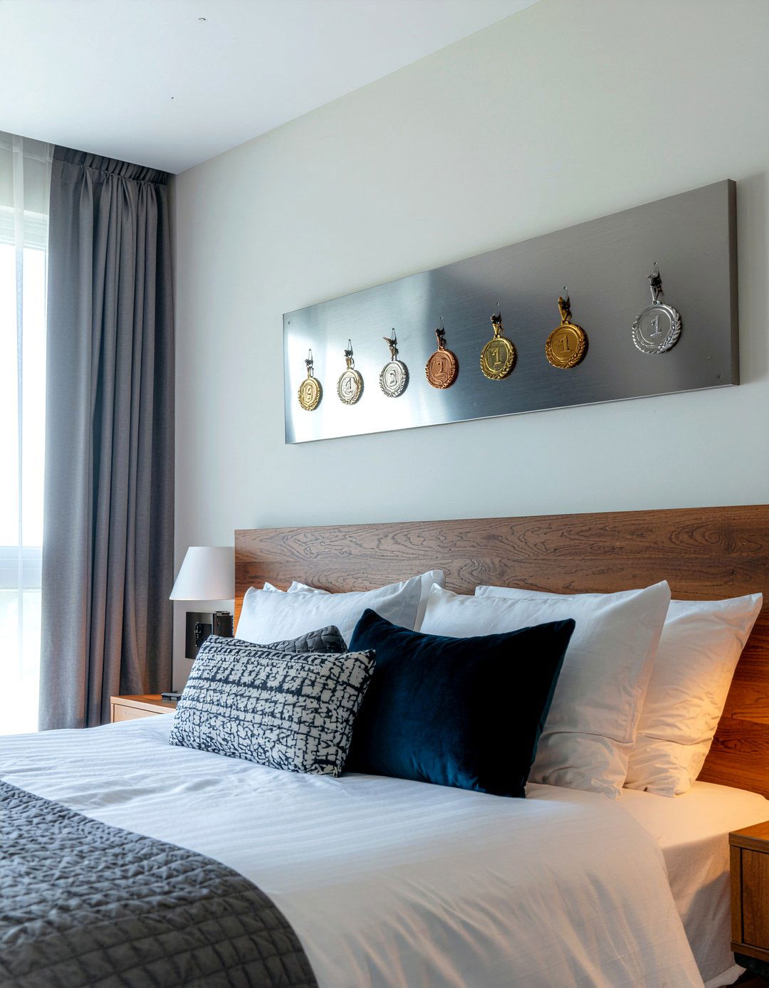 Magnetic medal strip - 30 bedroom medal display ideas