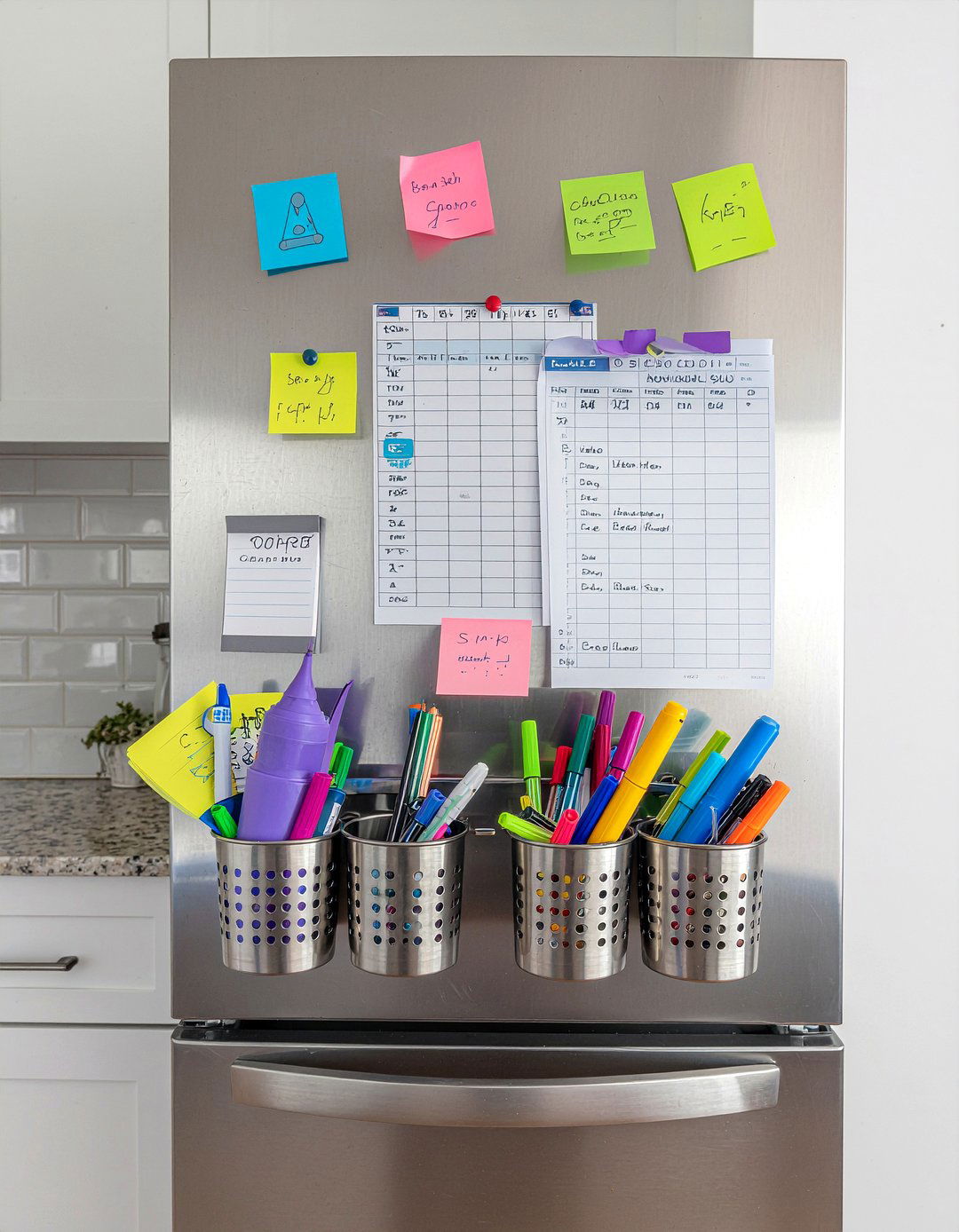 Magnetic refrigerator organizer - 30 kitchen message board ideas