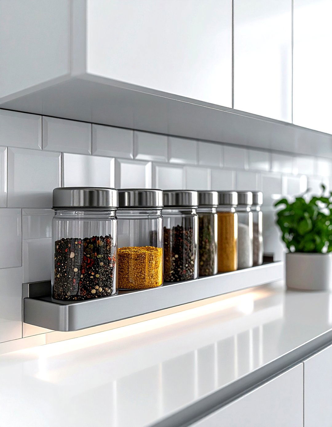 Magnetic spice strip - 30 kitchen cabinet storage ideas