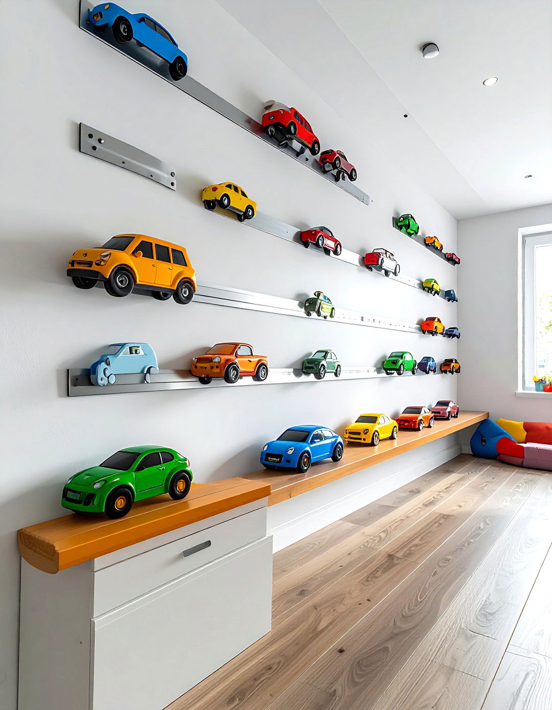 Magnetic toy strips - 30 playroom storage ideas