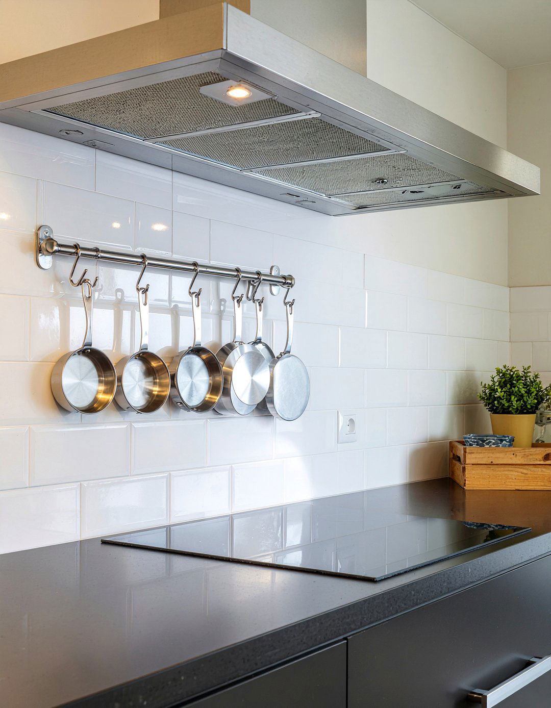 Magnetic wall strips - 30 pot and pan storage kitchen ideas