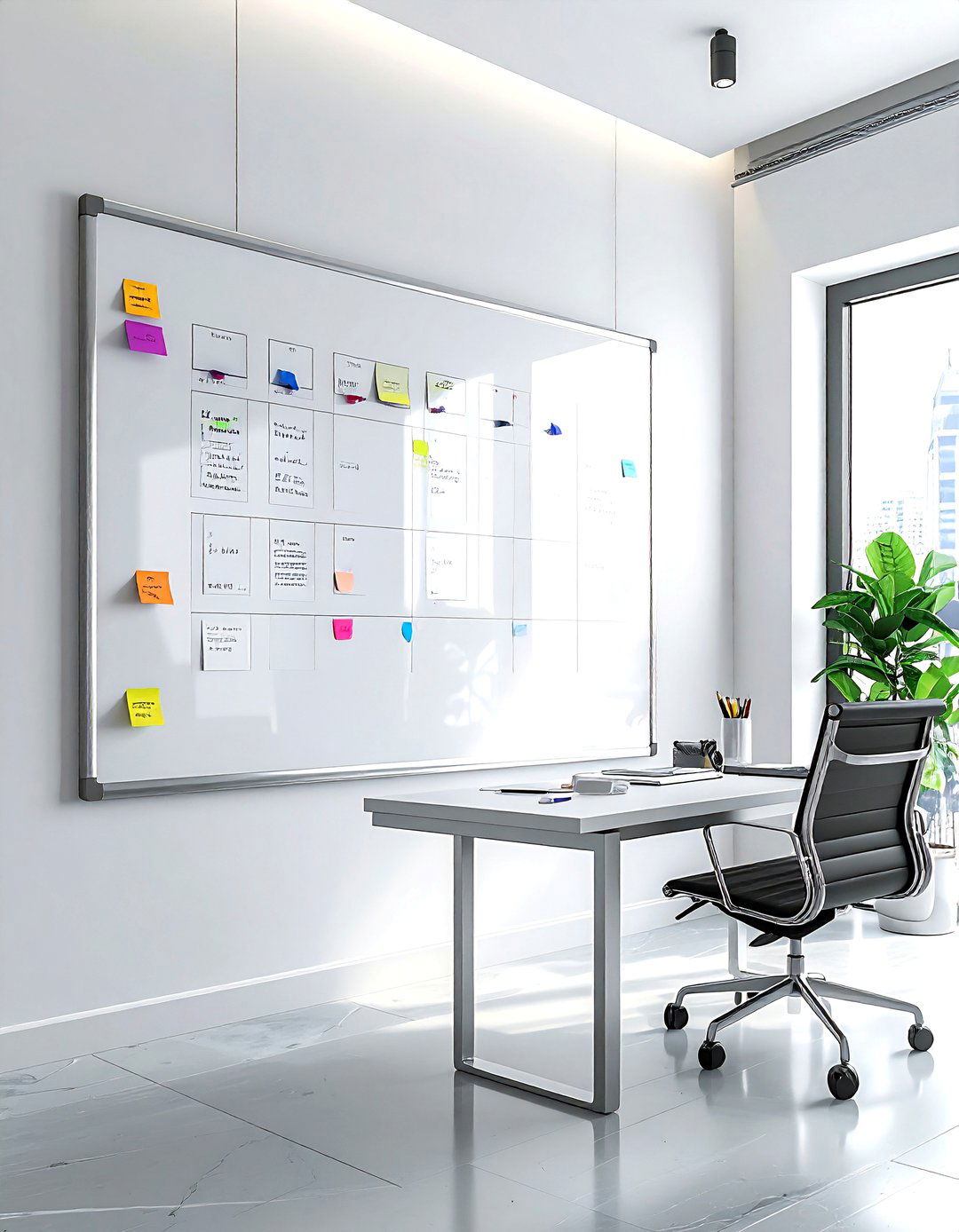 Magnetic whiteboard - 30 home office organization ideas