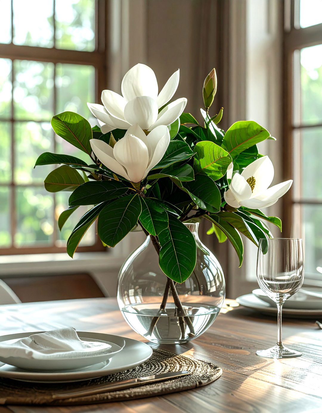 Magnolia Stem Decor - 30 dining room flower ideas