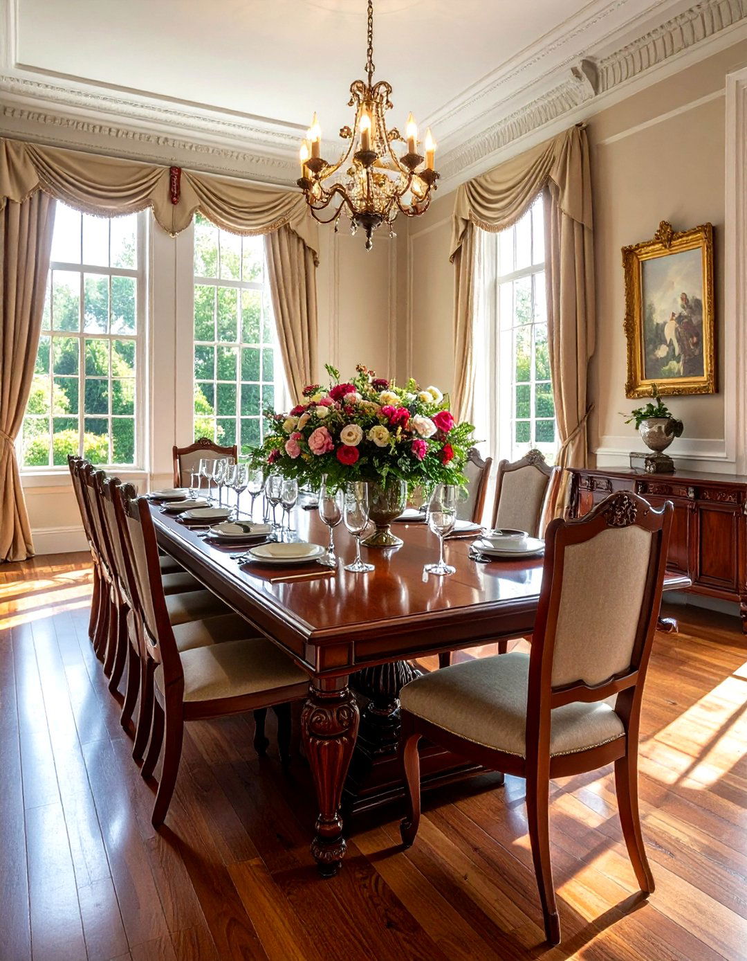 Mahogany Banquet Table - 30 regal dining room ideas