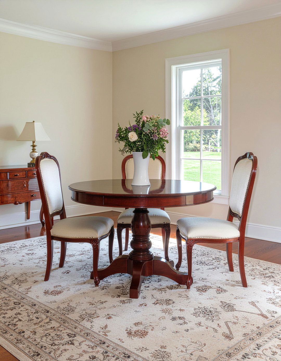 Mahogany Pedestal Table - 30 colonial dining room ideas