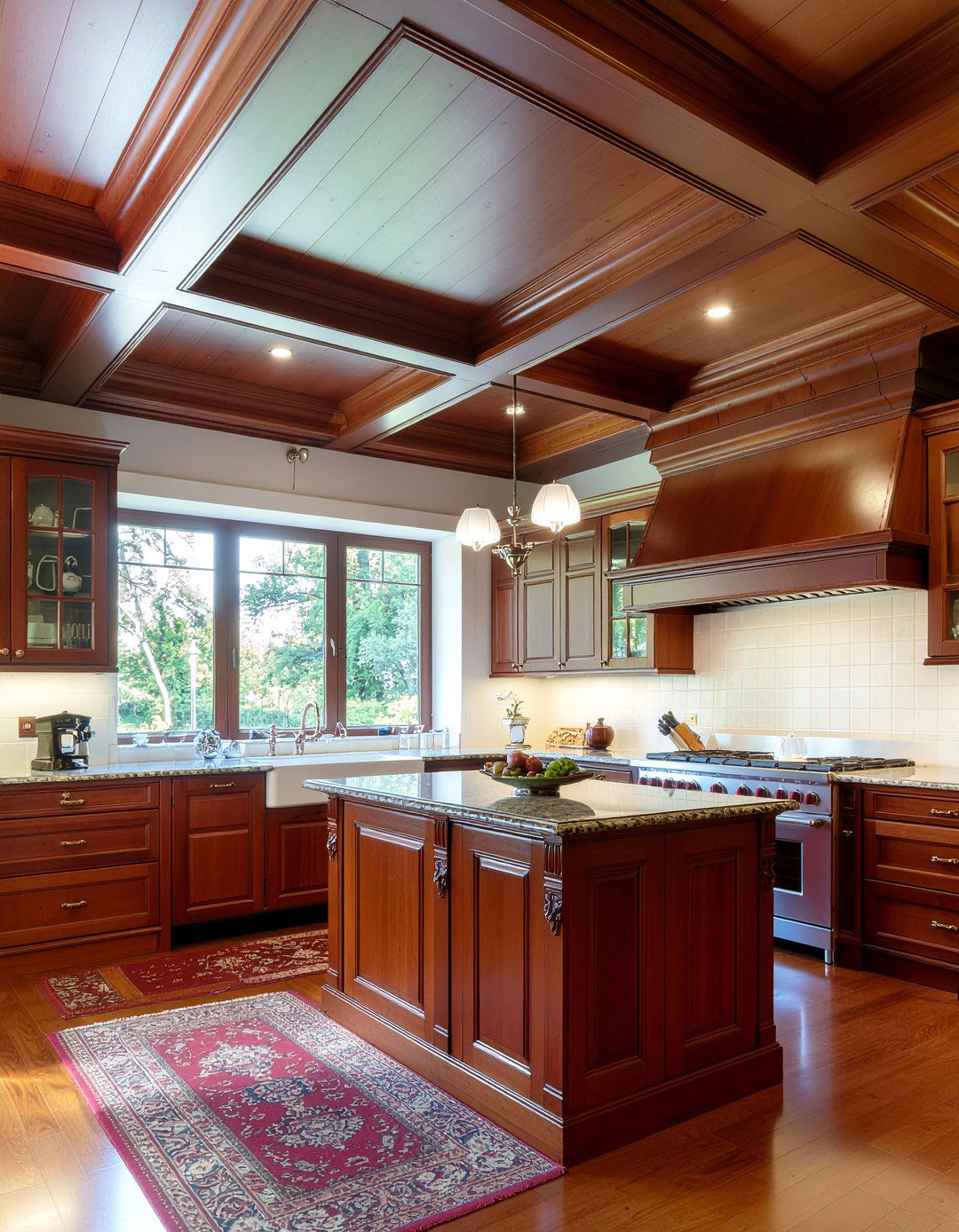 Mahogany Wood Ceiling - 30 kitchen wood ceiling ideas
