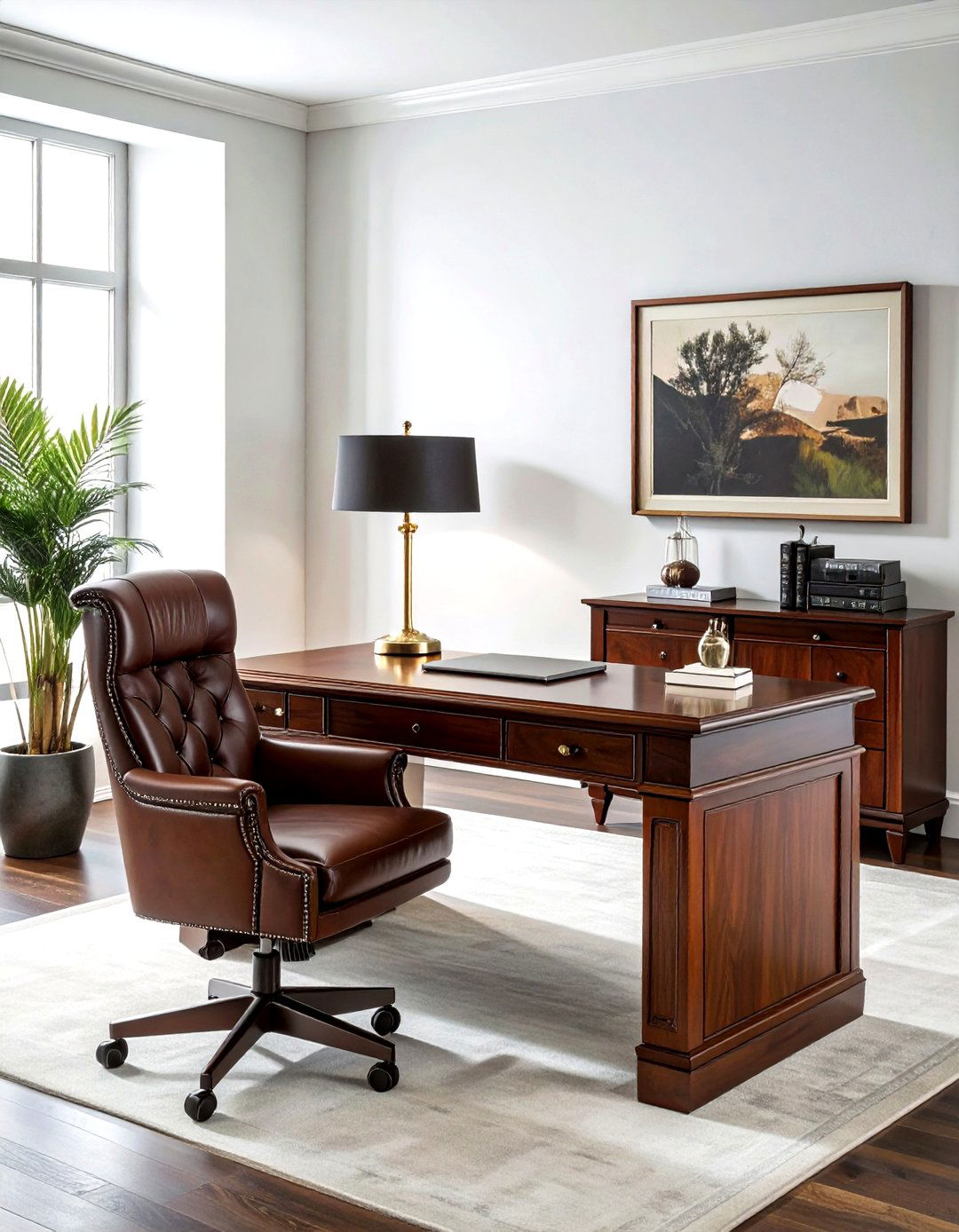 Mahogany desk - 30 dark wood decor ideas