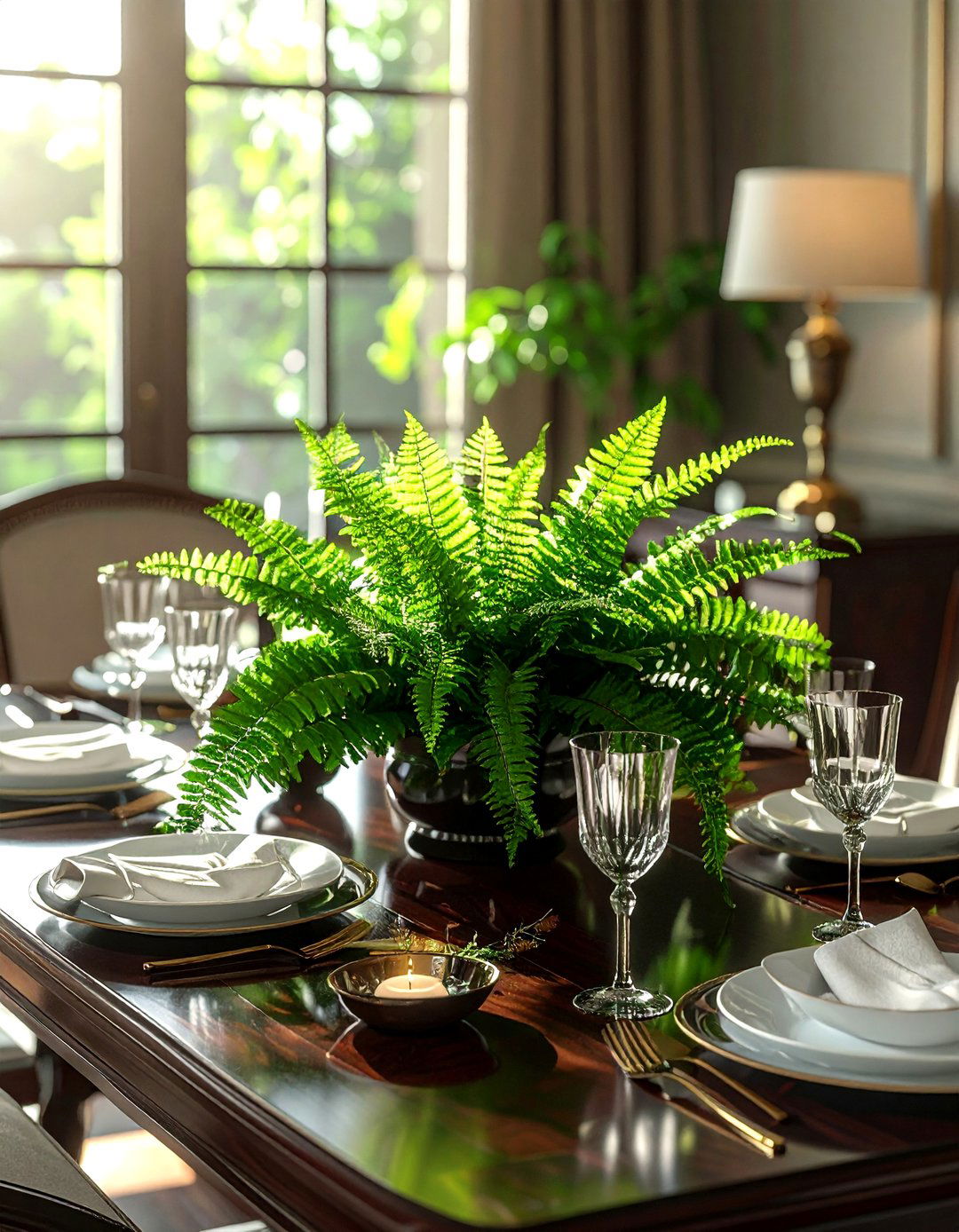 Maidenhair Fern Centerpiece - 30 dining room fern ideas