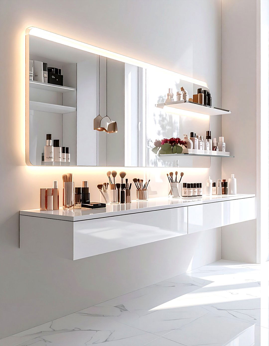 Makeup Vanity Shelf - 30 wall shelf decor ideas