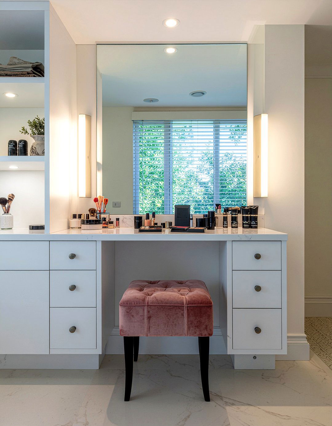Makeup station bathroom vanity - 30 bathroom built-in vanity ideas